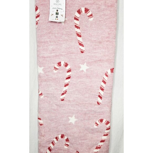 Docofil Christmas Candy Cane & Star Throw Blanket 51" X 67" Pink & Red - Picture 7 of 7
